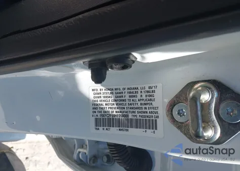 2017 Honda Civic Lx из США, поврежденный, VIN 19XFC2F59HE058000